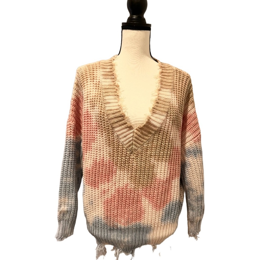 MAIN STRIP RAW edge frayed sweater women’s size Small - Picture 10 of 14